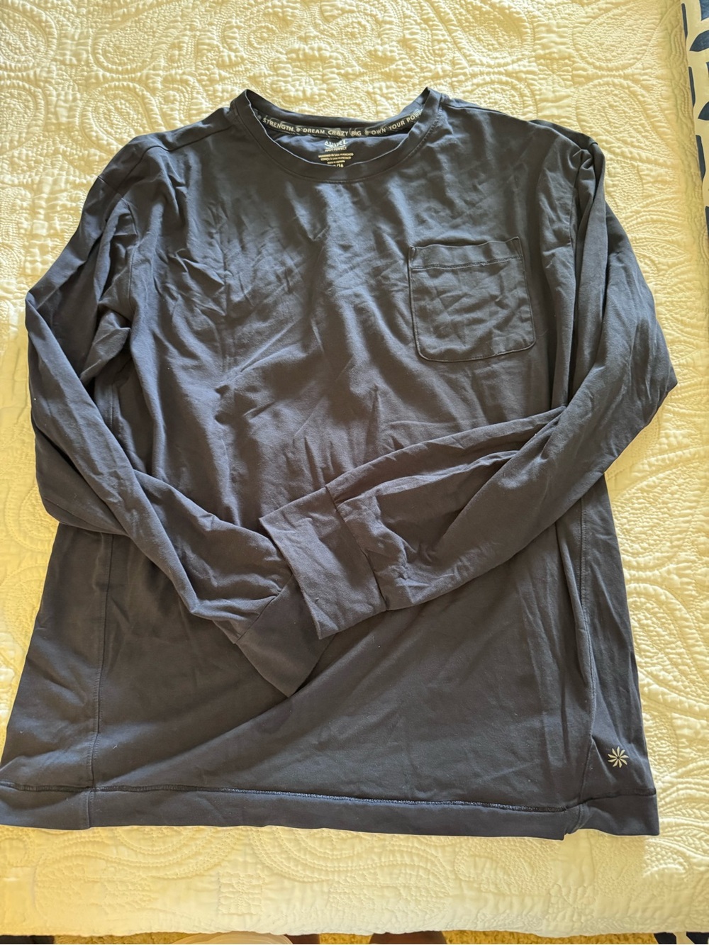 Athleta Girl “Perfect Top” Navy Long-Sleeve Pocket Tee